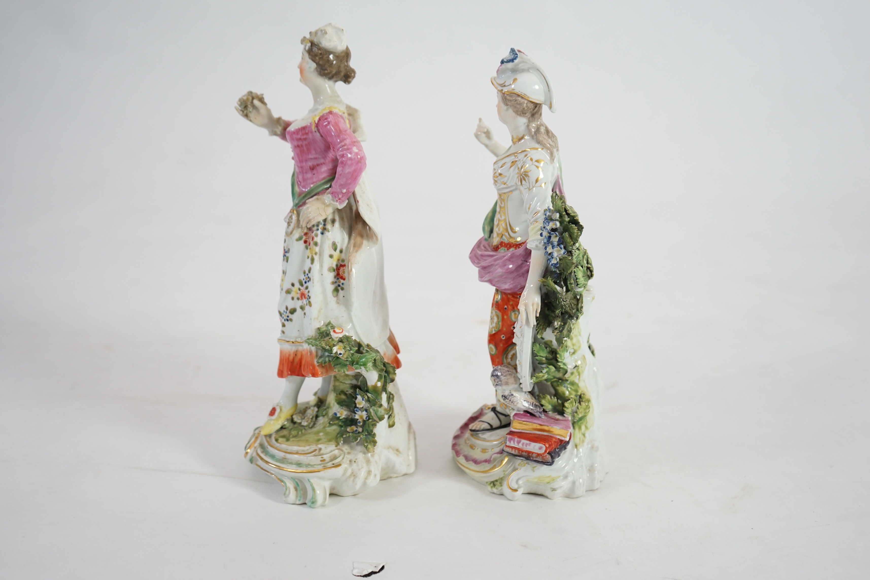 Two large Derby figures; Minerva and Lady with posy of flowers, c.1765-75